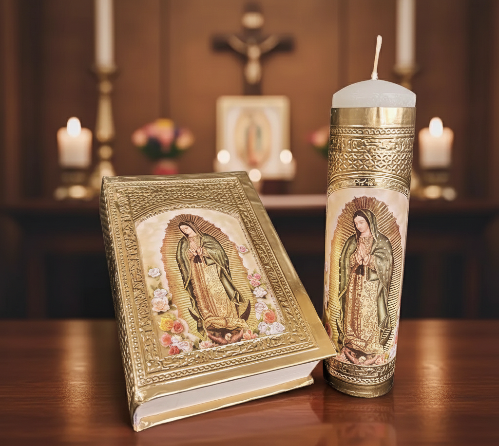 Vela + Biblia Primera Comunion Repujado