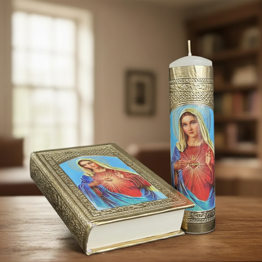 Vela + Biblia Primera comunion Repujado