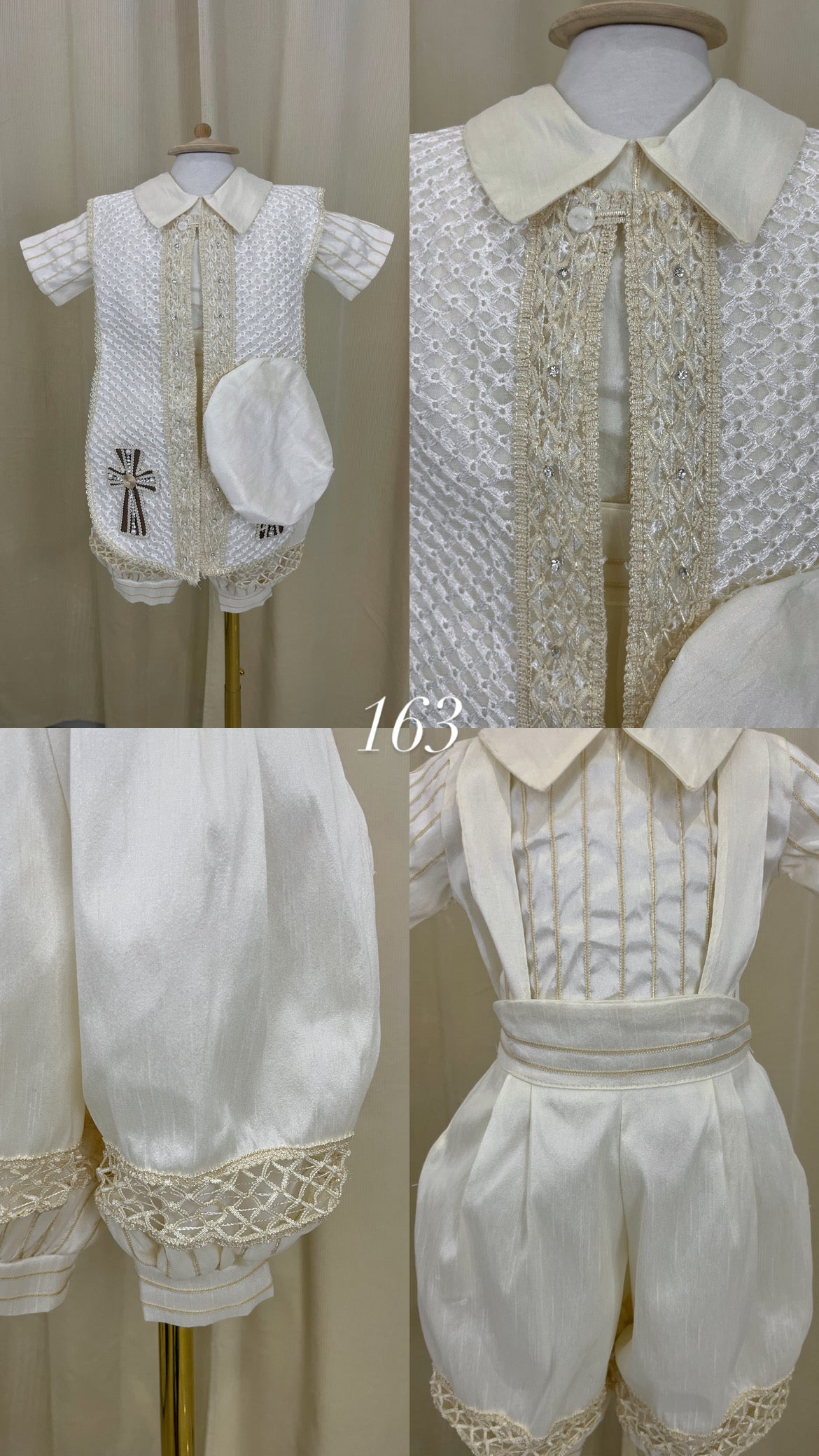 Ropón bombacho 163 +Kit de vela Bautizo Niño Bebe