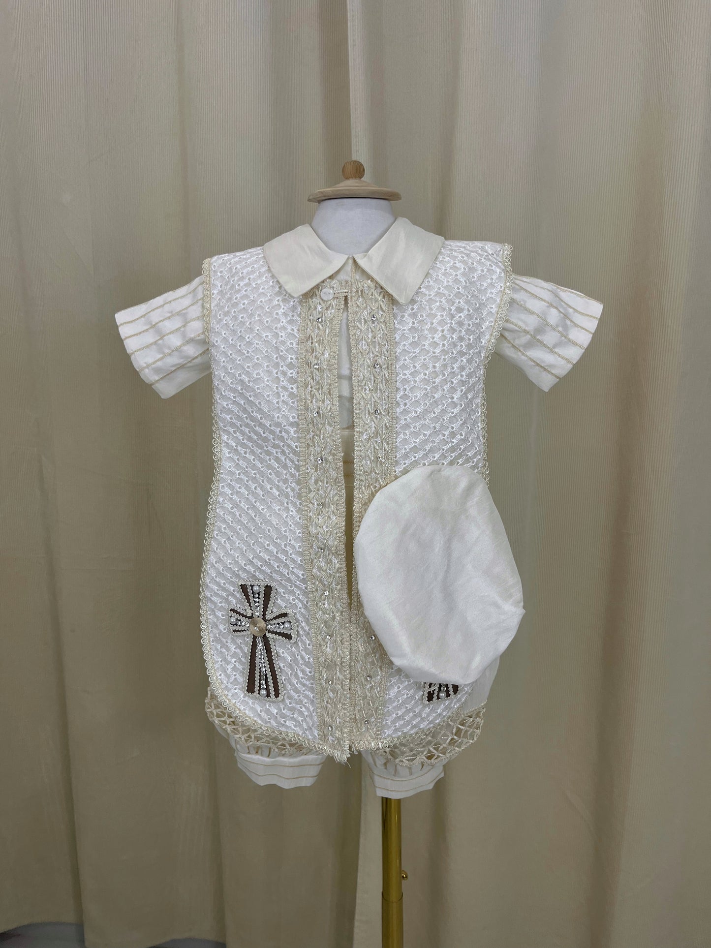 Ropón bombacho 163 +Kit de vela Bautizo Niño Bebe