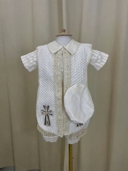 Ropón bombacho 163 +Kit de vela Bautizo Niño Bebe