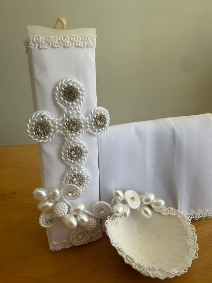 KIT de Vela Bautizo #1 Blanca Niño Bebe