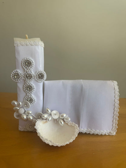 KIT de Vela Bautizo #1 Blanca Niño Bebe