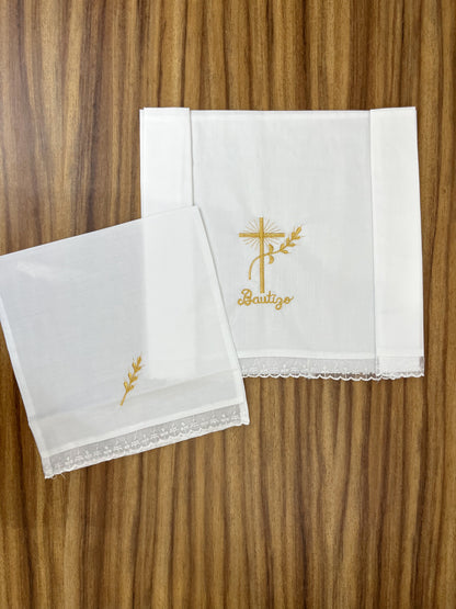Sabana Bordada con Funda Bautizo Bebe