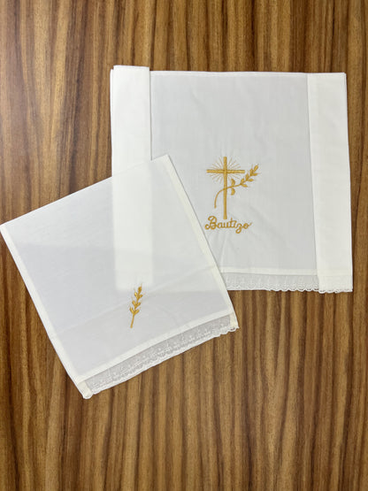 Sabana Bordada con Funda Bautizo Bebe