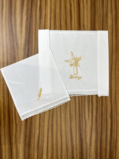 Sabana Bordada con Funda Bautizo Bebe