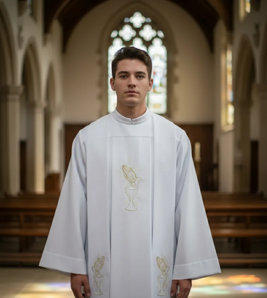 Túnica Comunion Confirmacion Con Estola "Orando" unisex