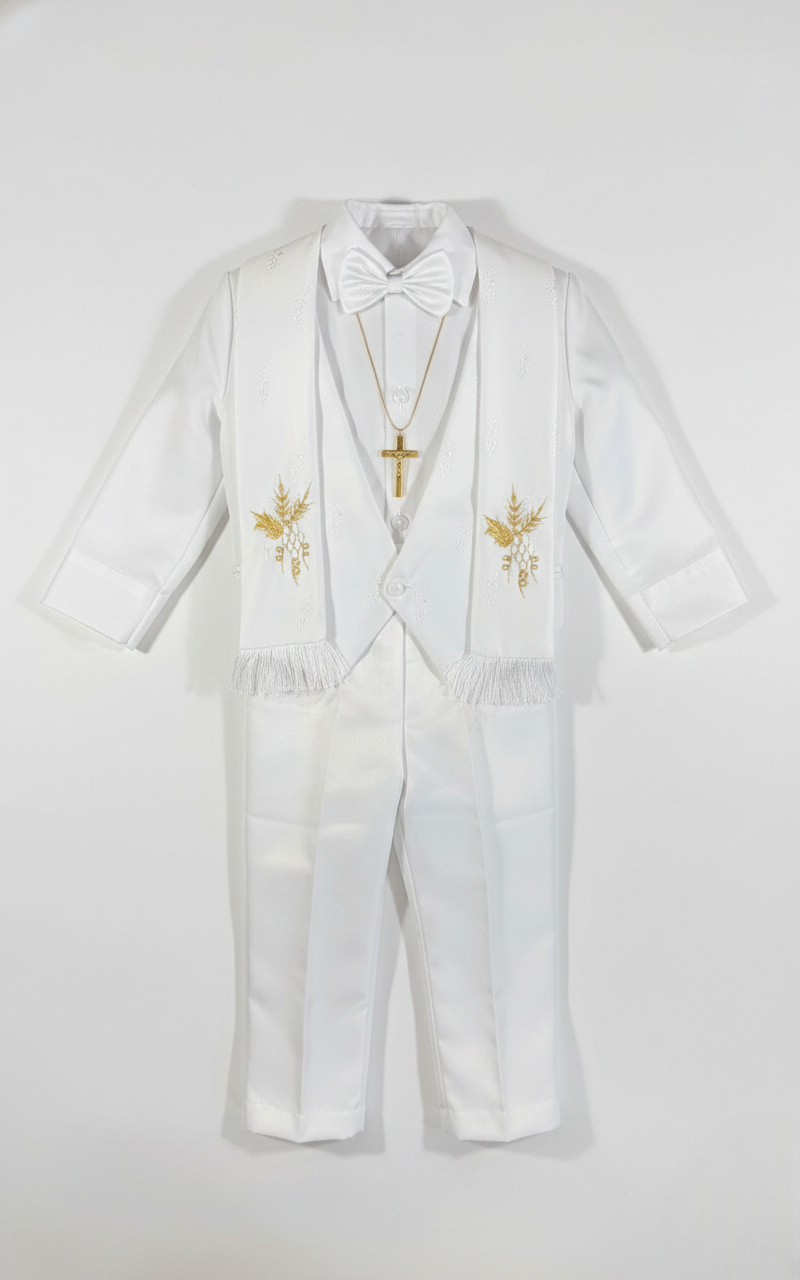 Conjunto Traje Con Estola Bordada 6 pzas niño