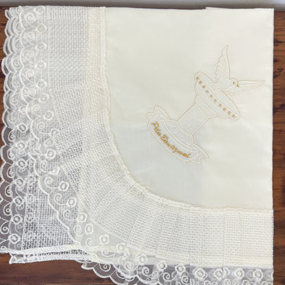 Sabana Bordada Redonda con Funda Bautizo Bebe
