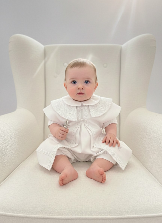 Ropon Bombacho  Bordado 36 Bautizo Bebe