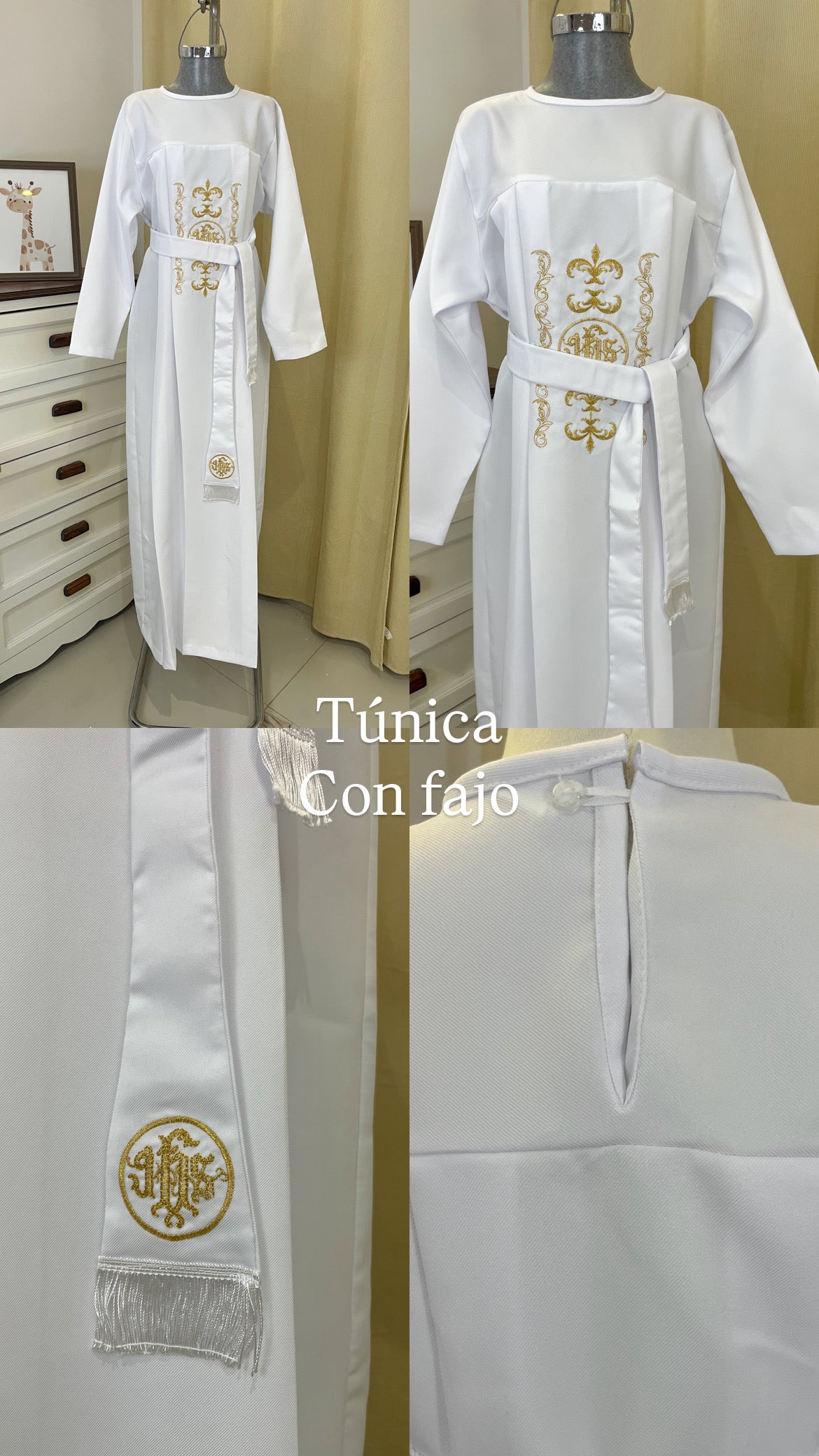 Túnica Comunion Confirmacion Con "Fajo" unisex