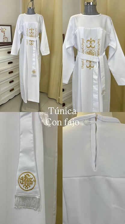 Túnica Comunion Confirmacion Con "Fajo" unisex
