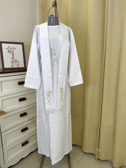 Túnica Comunion Confirmacion Con Estola "Orando" unisex