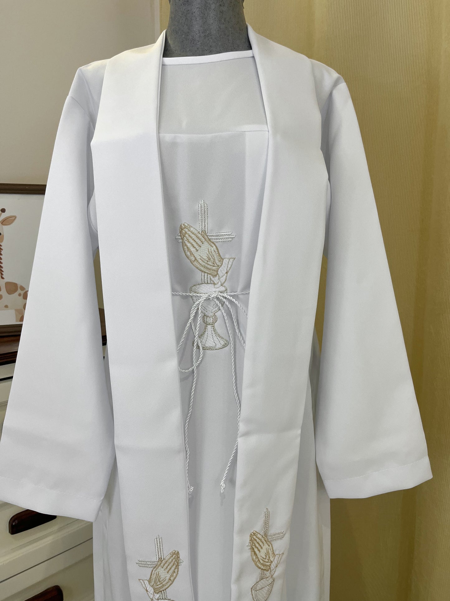 Túnica Comunion Confirmacion Con Estola "Orando" unisex