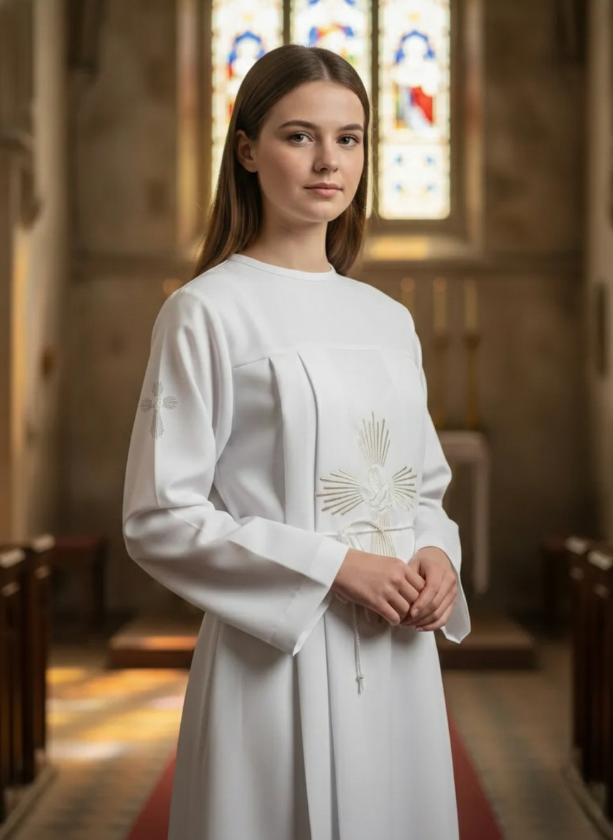 Túnica Comunion Confirmacion "Cruz Resplandor" unisex