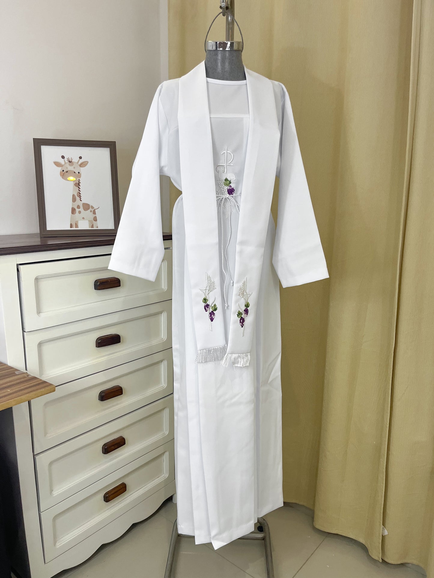Túnica Comunion Confirmacion Con Estola "Uvas" unisex