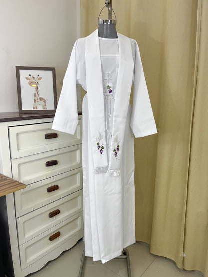 Túnica Comunion Confirmacion Con Estola "Uvas" unisex