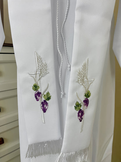 Túnica Comunion Confirmacion Con Estola "Uvas" unisex