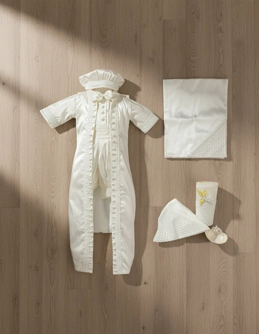 Ropon Bautizo + Kit de Bautizo Niño Bebe