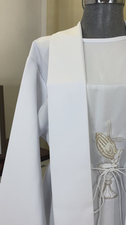 Túnica Comunion Confirmacion Con Estola "Orando" unisex