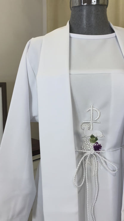 Túnica Comunion Confirmacion Con Estola "Uvas" unisex